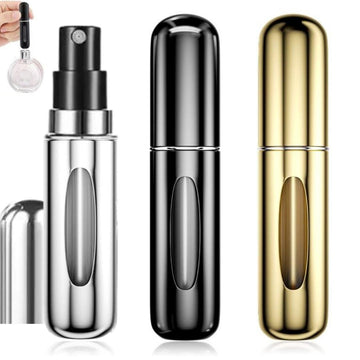 Atomizador perfume recargable - negro, plata y bronce