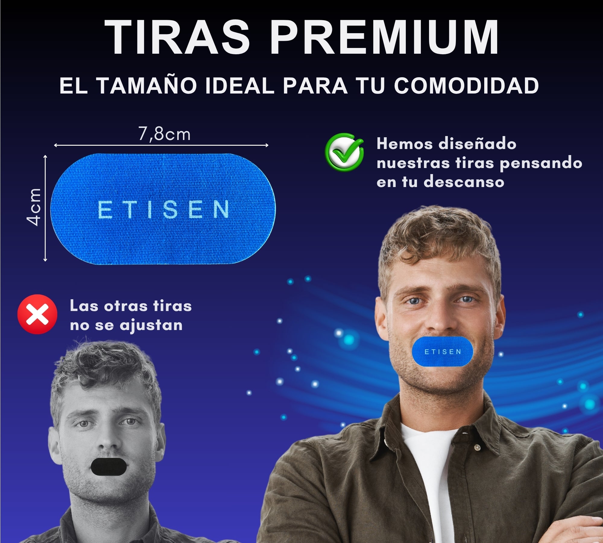 Tiras bucales para dormir - azul