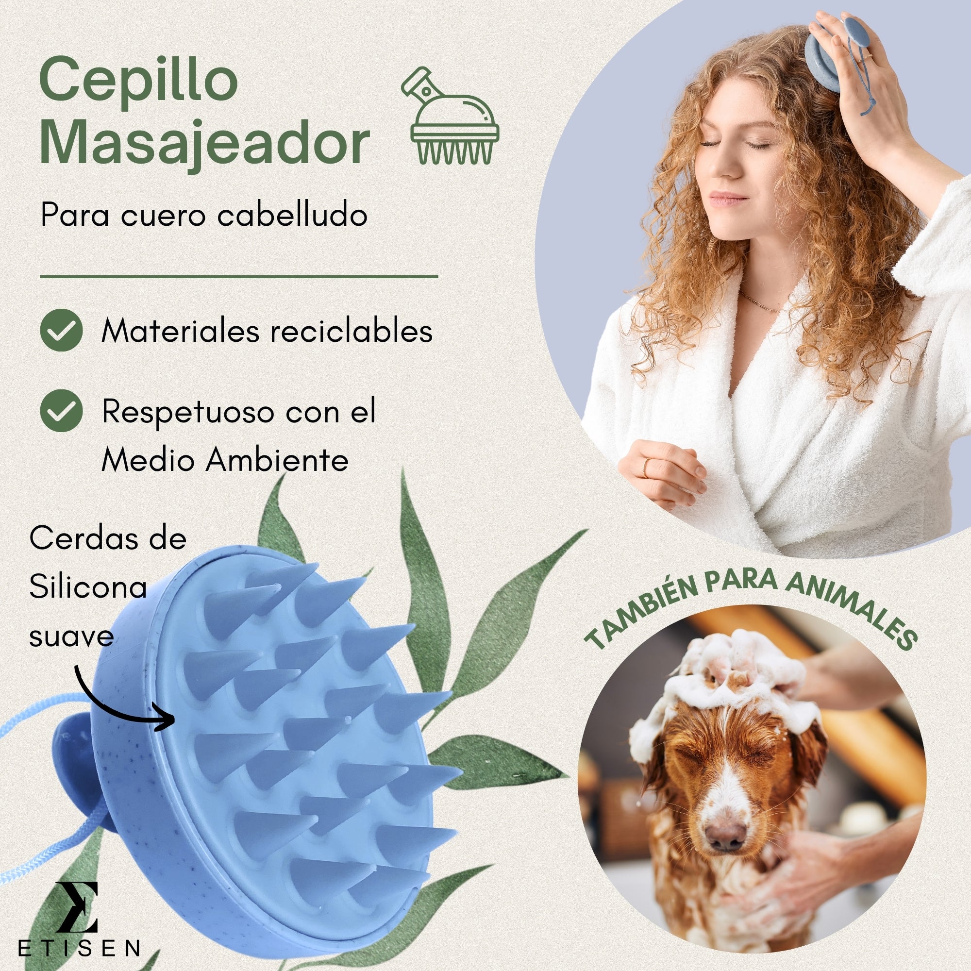 Cepillos masajeadores cuero cabelludo - azul