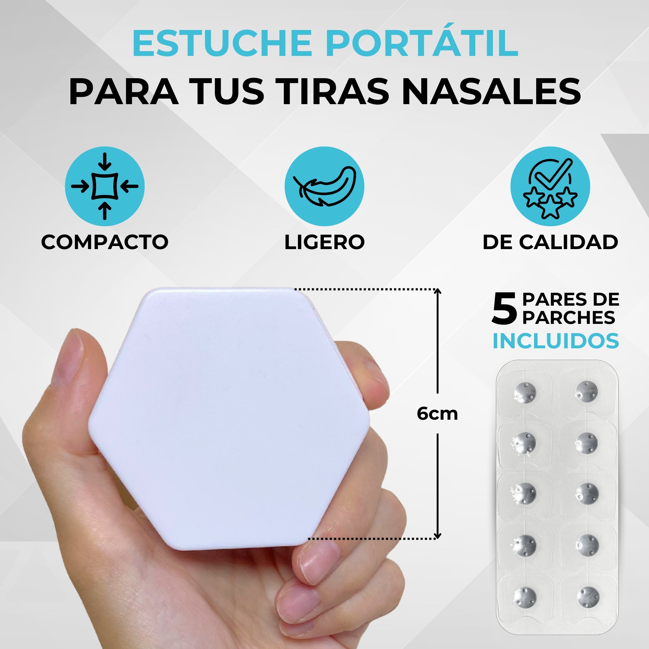 Pack completo - tiras nasales magnéticas + 60 parches + estuche portátil