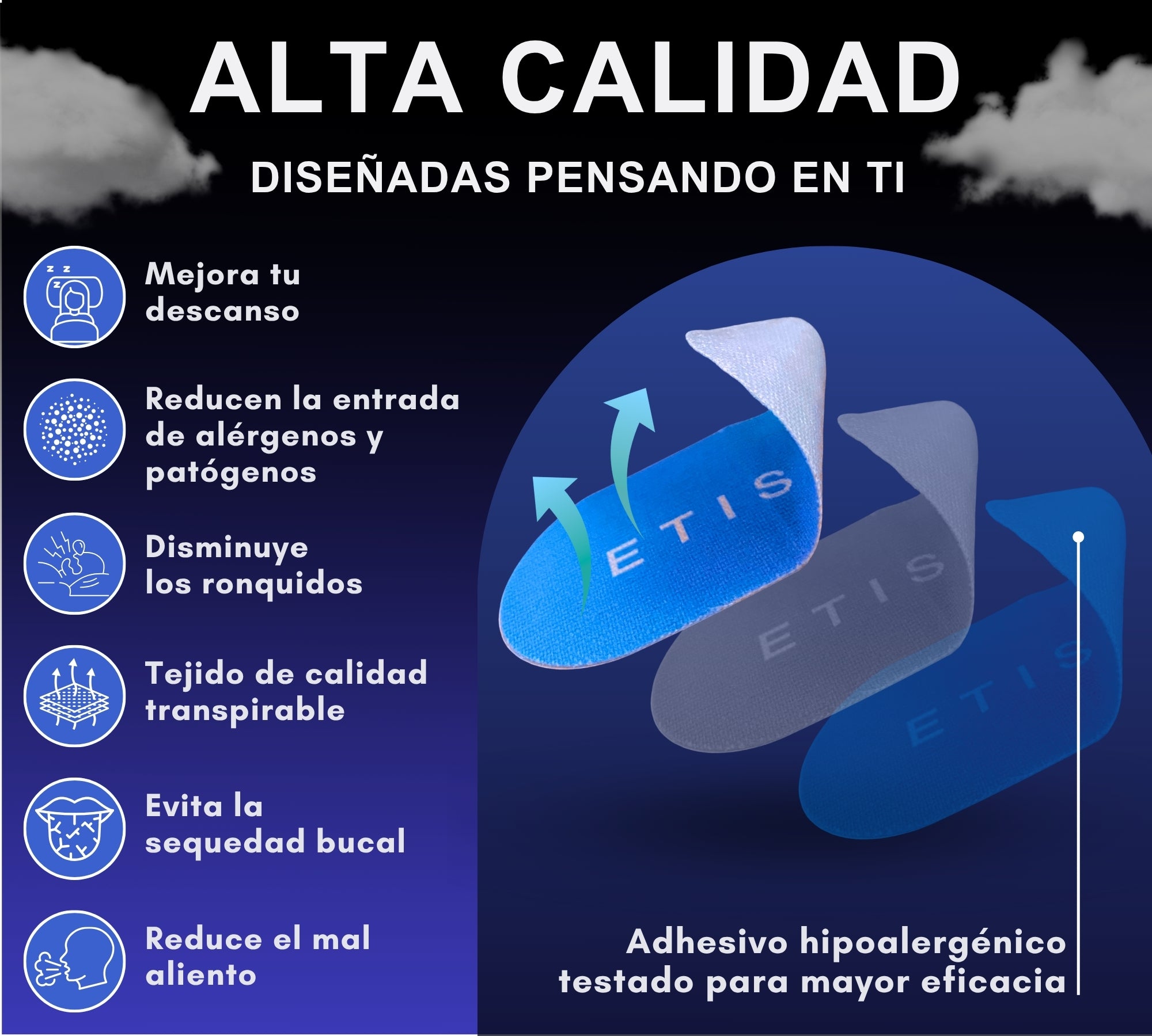 Tiras bucales para dormir - azul