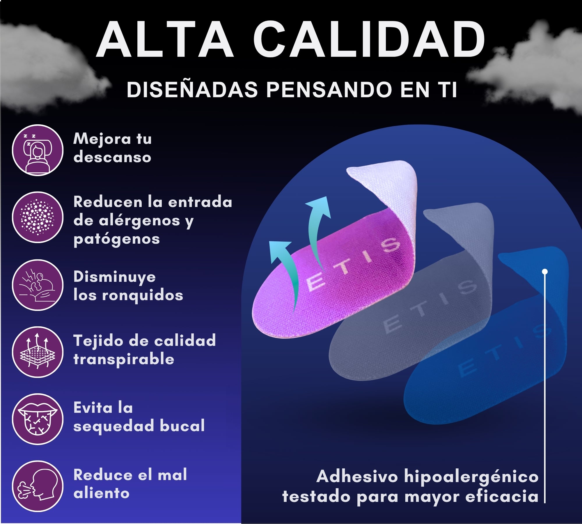 Tiras bucales para dormir - morado
