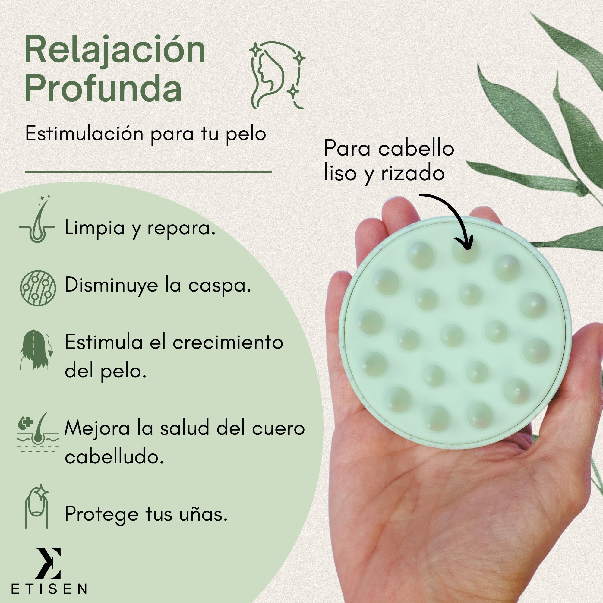 Cepillos masajeadores cuero cabelludo - verde