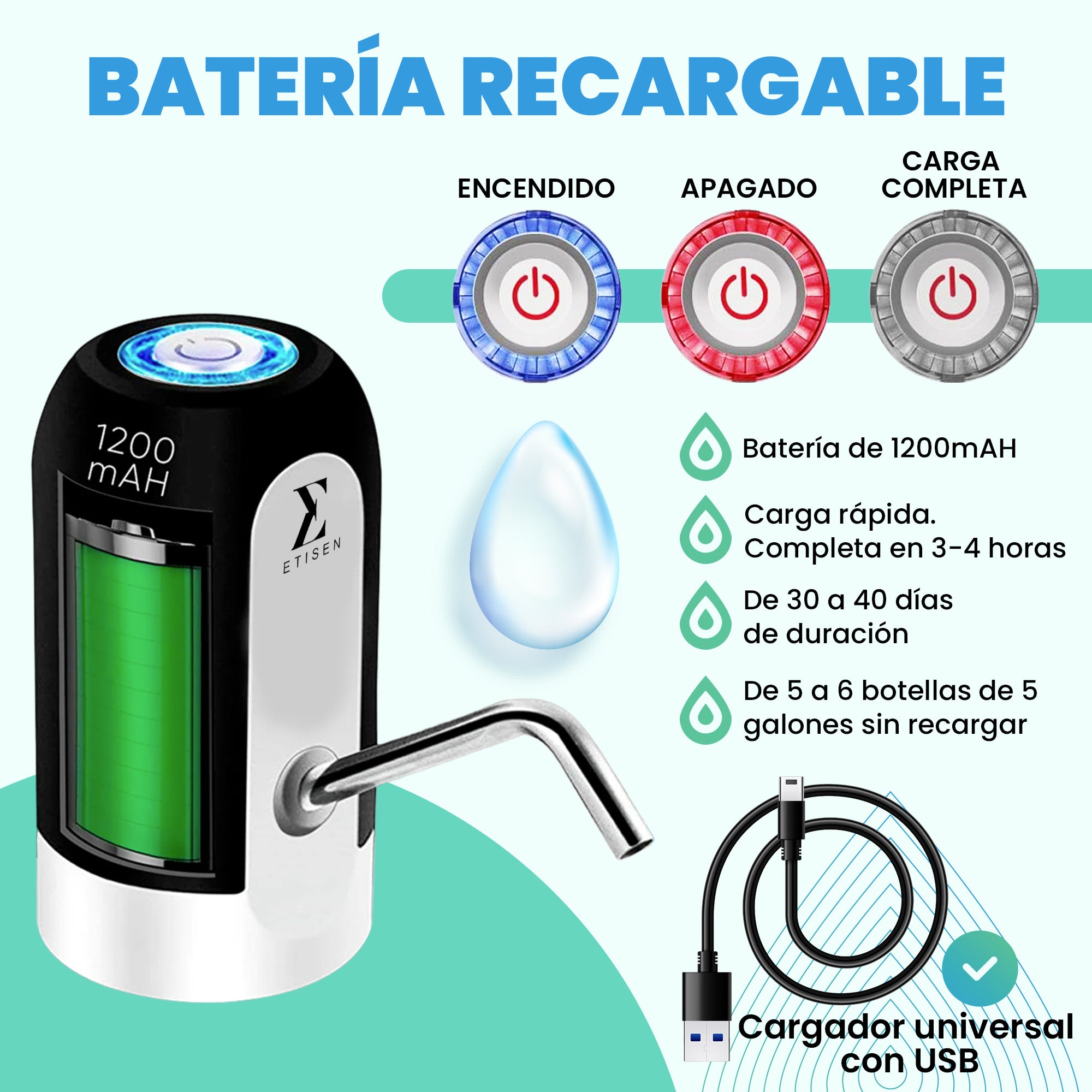 Dispensador de agua eléctrico - negro