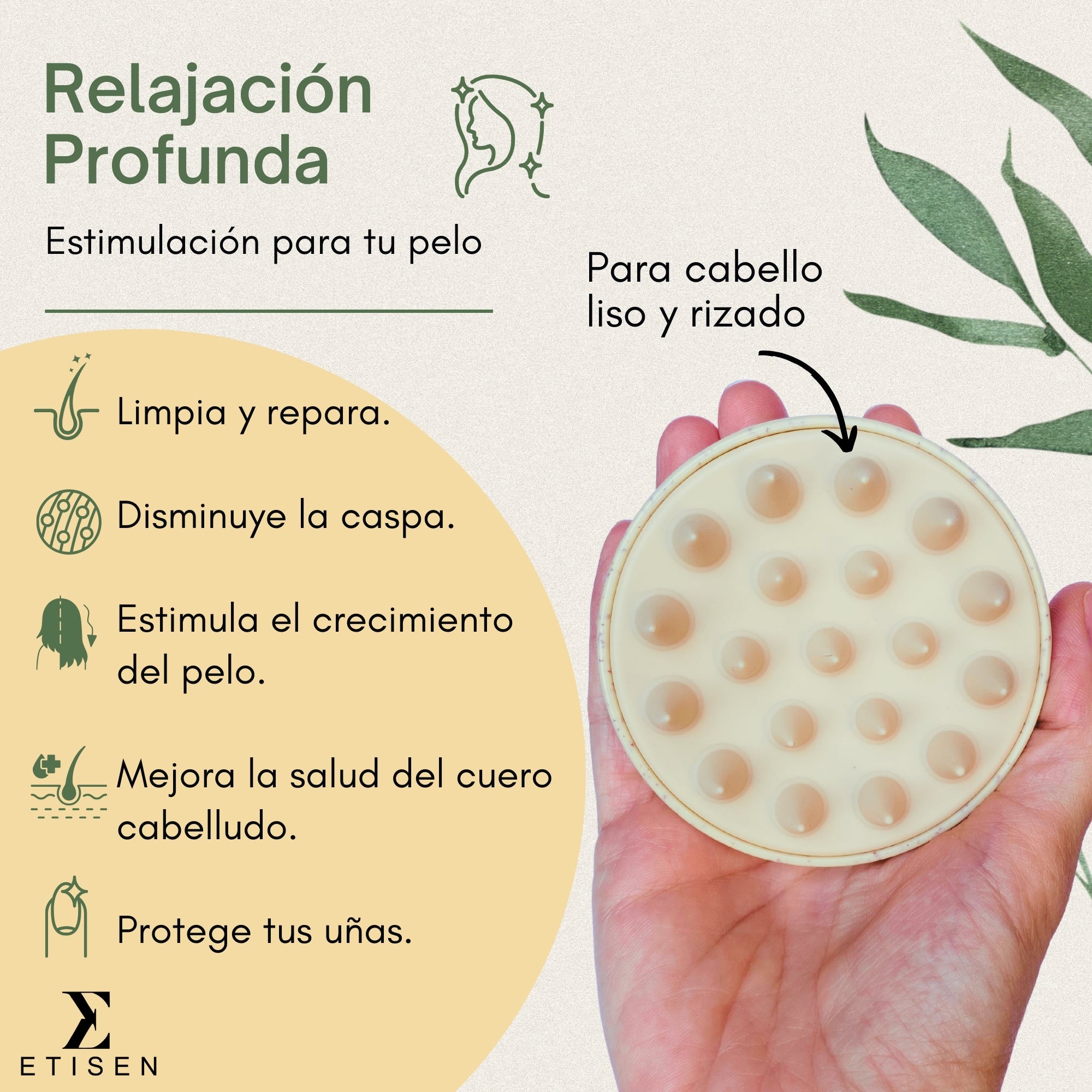 Cepillos masajeadores cuero cabelludo - beige