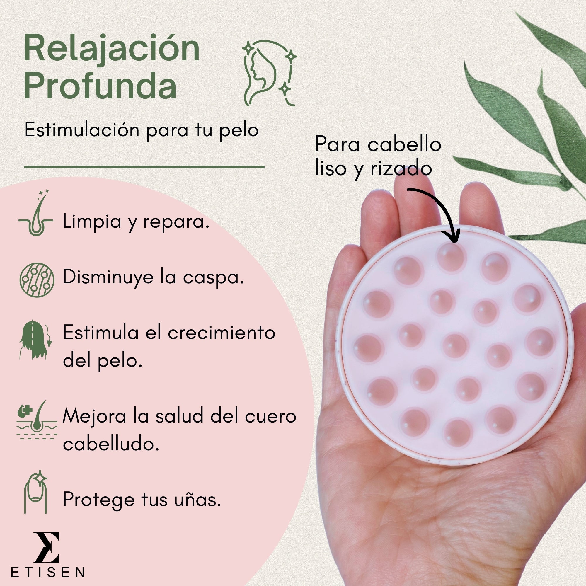Cepillos masajeadores cuero cabelludo - rosa