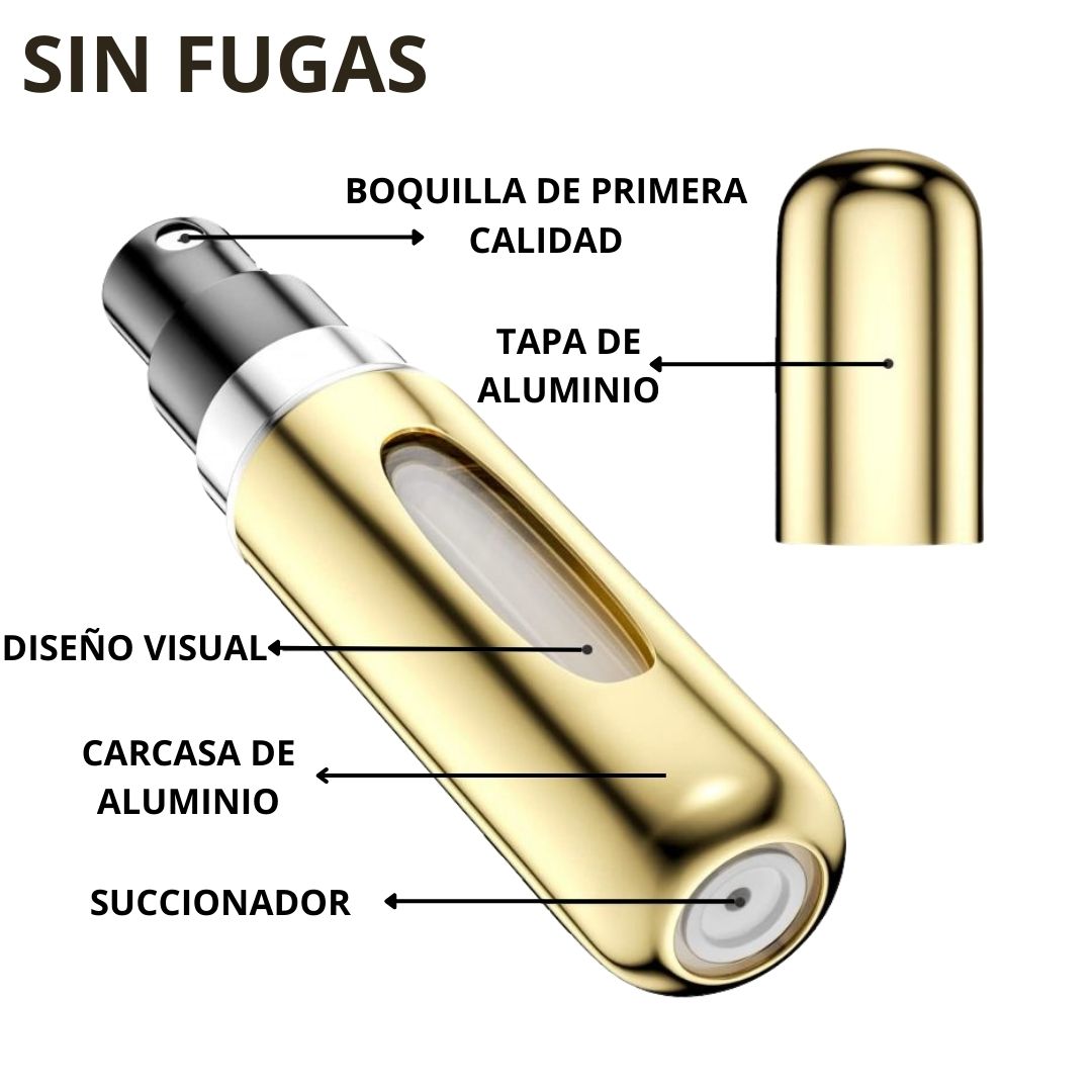 Atomizador perfume recargable - negro, plata y bronce