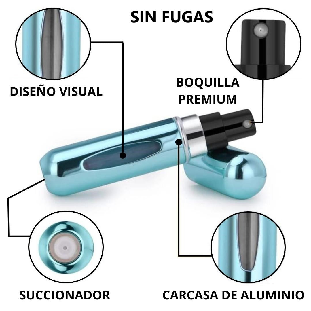 Atomizador perfume recargable - rosa, azul y bronce