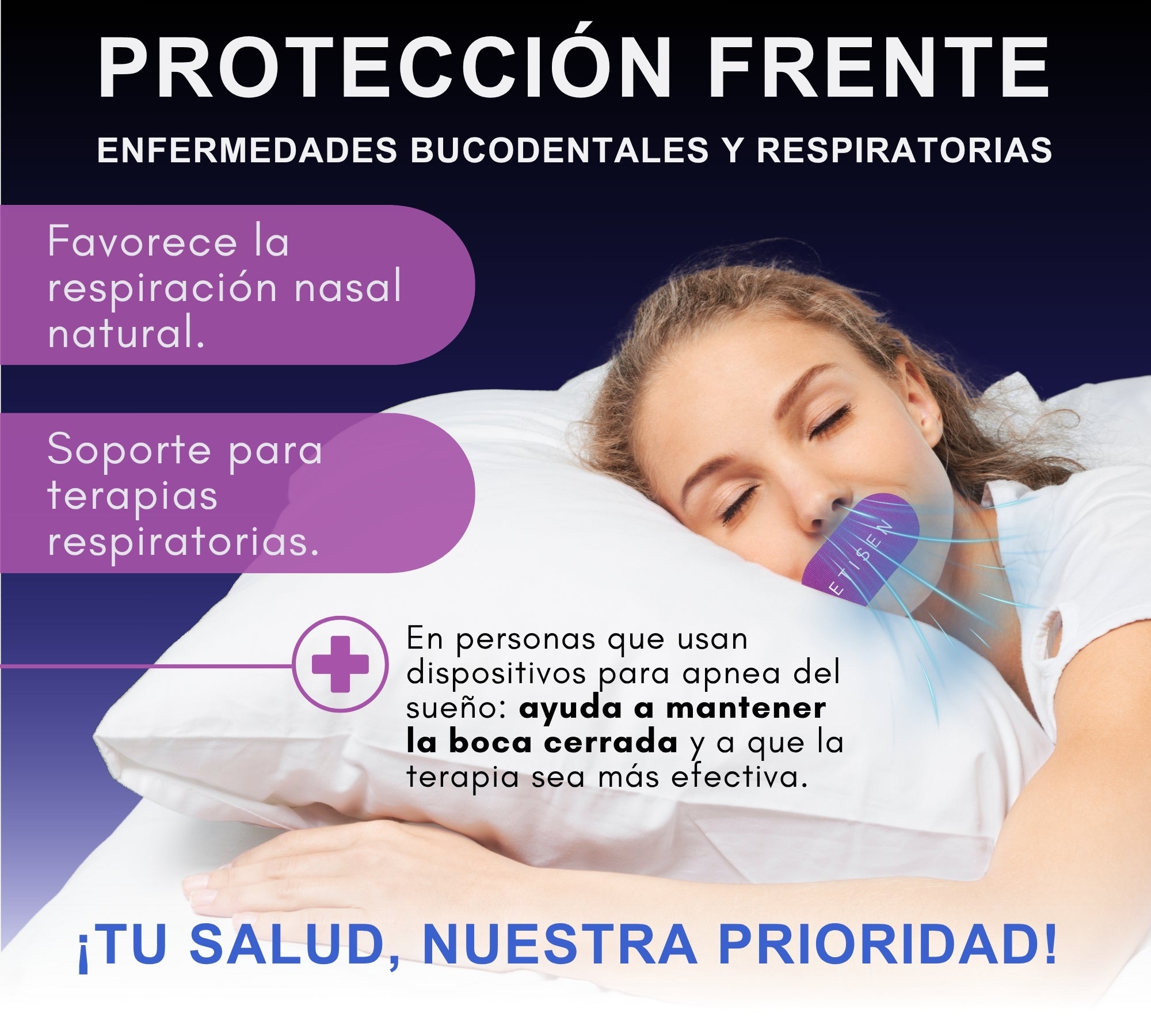 Tiras bucales para dormir - morado