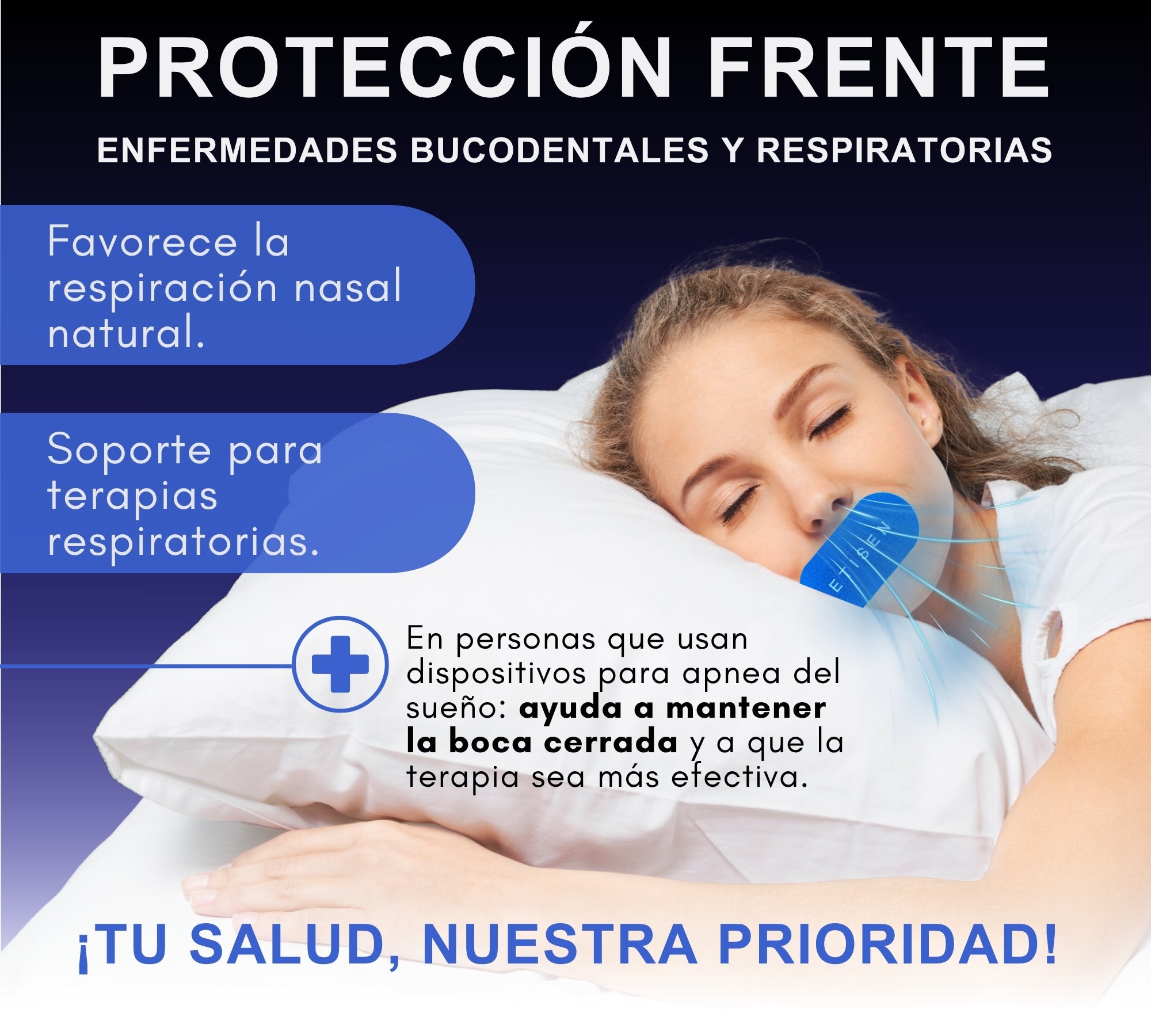 Tiras bucales para dormir - azul