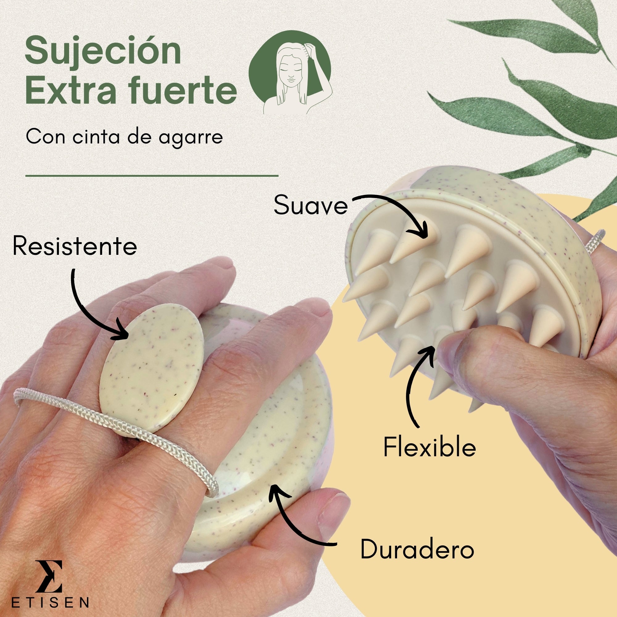 Cepillos masajeadores cuero cabelludo - beige