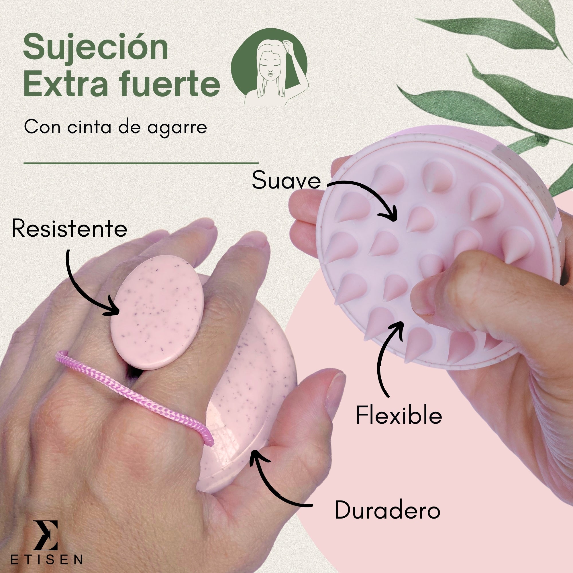 Cepillos masajeadores cuero cabelludo - rosa