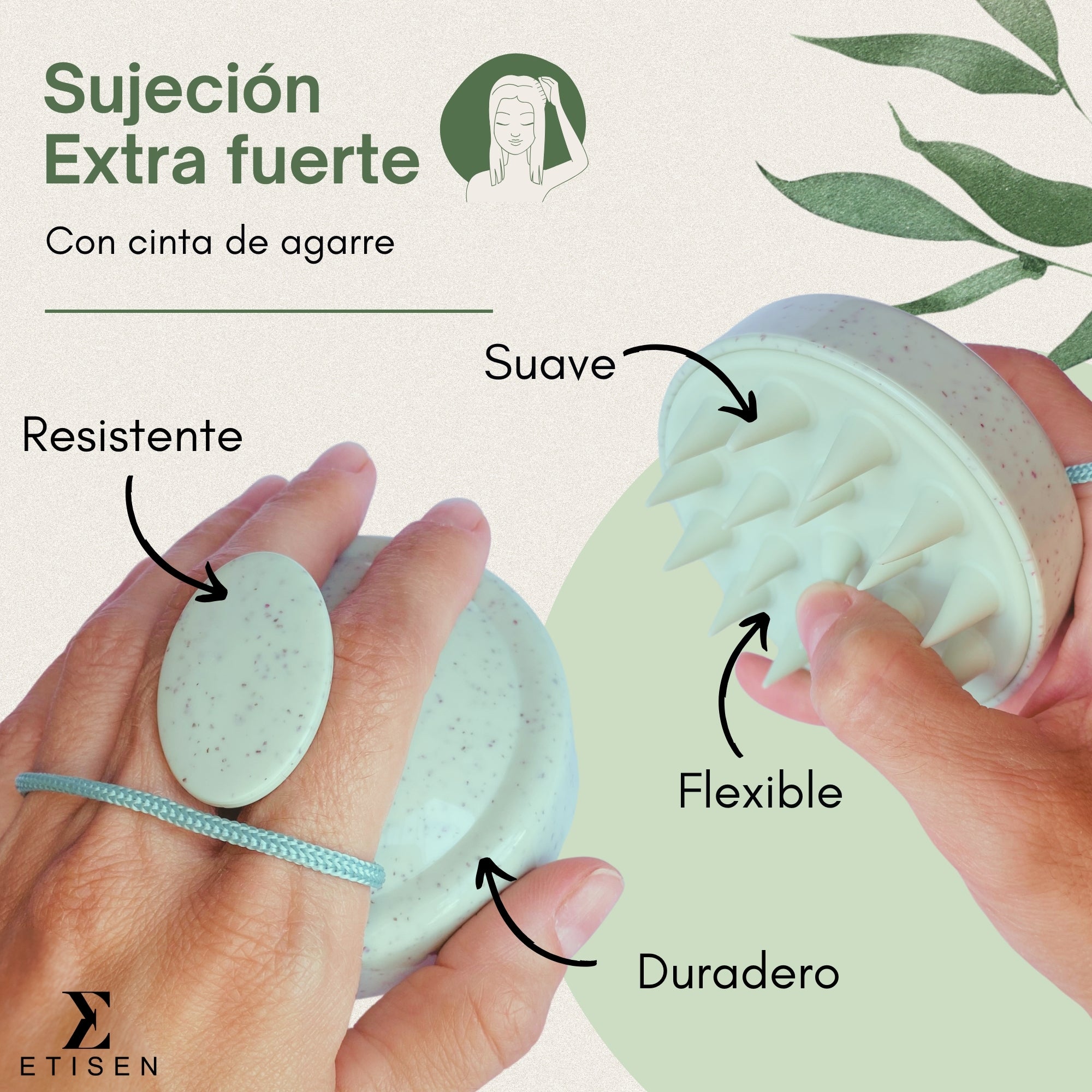 Cepillos masajeadores cuero cabelludo - verde