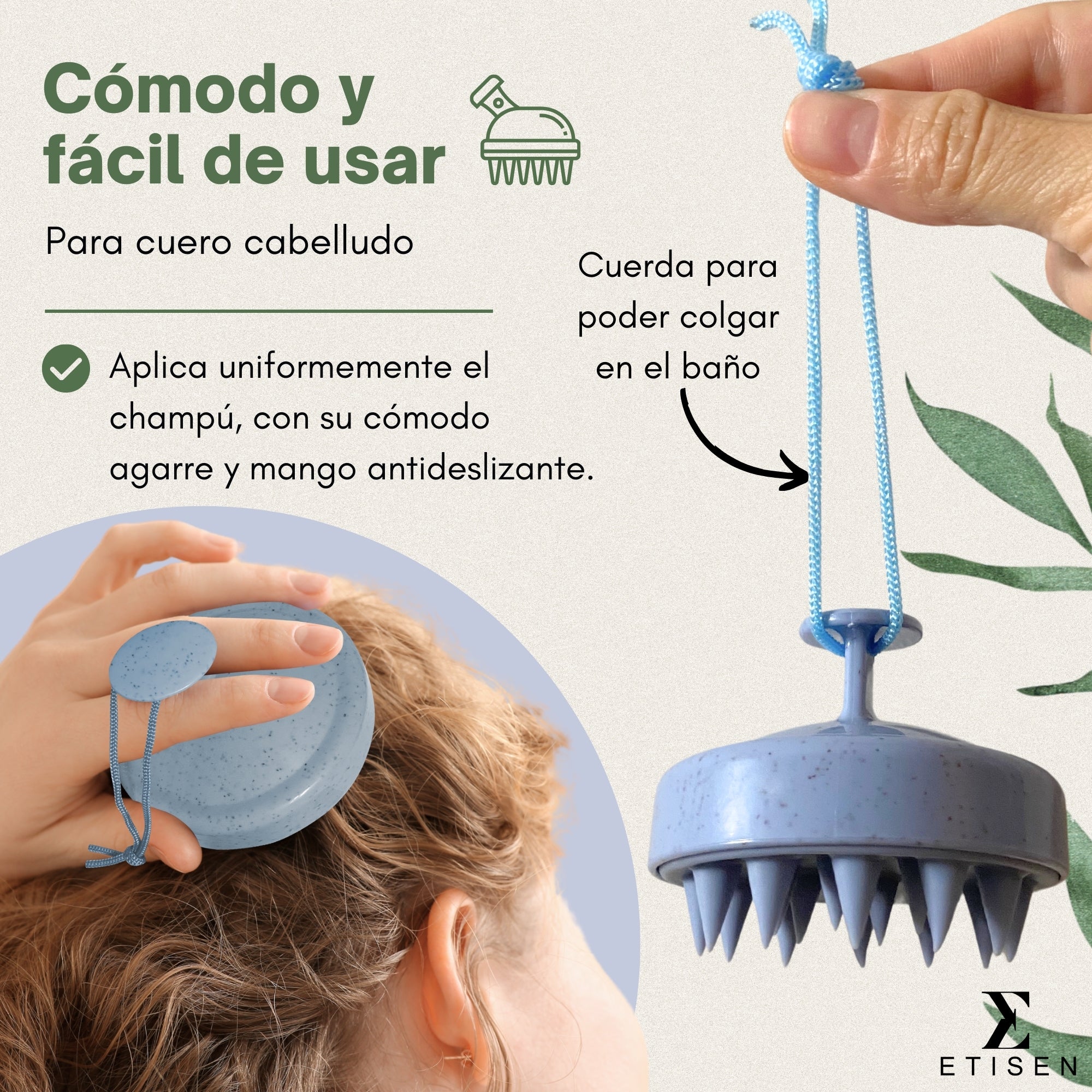 Cepillos masajeadores cuero cabelludo - azul