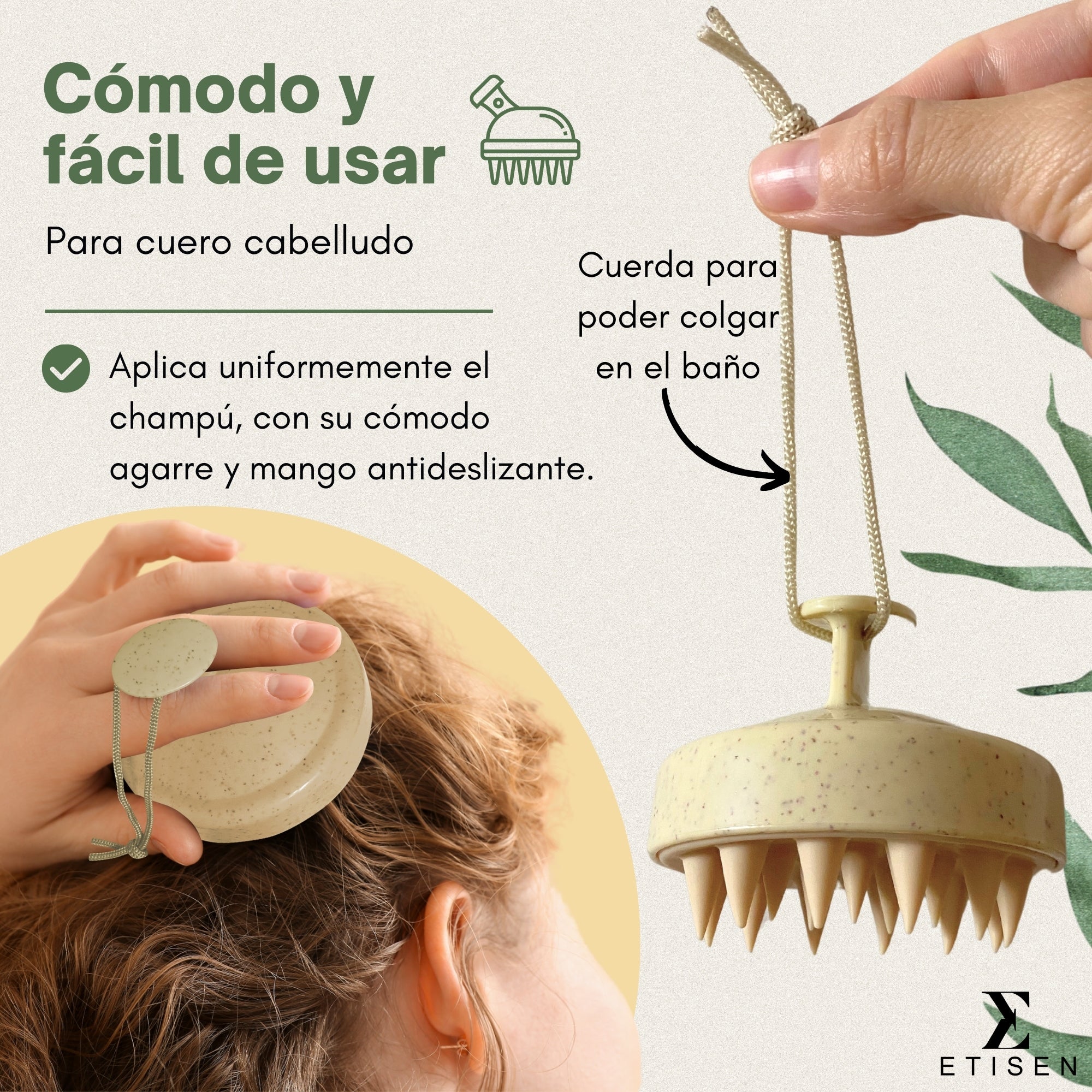 Cepillos masajeadores cuero cabelludo - beige