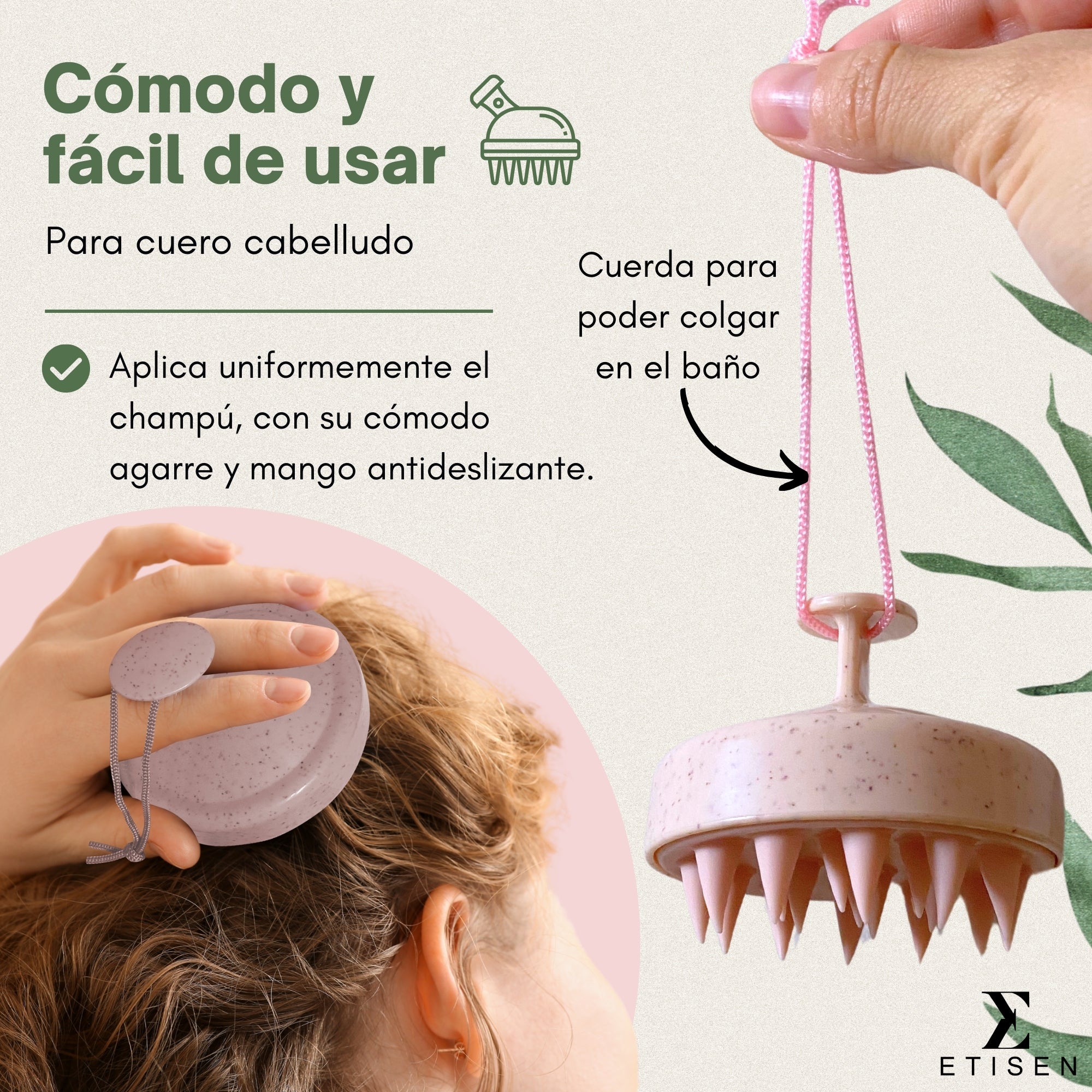 Cepillos masajeadores cuero cabelludo - rosa