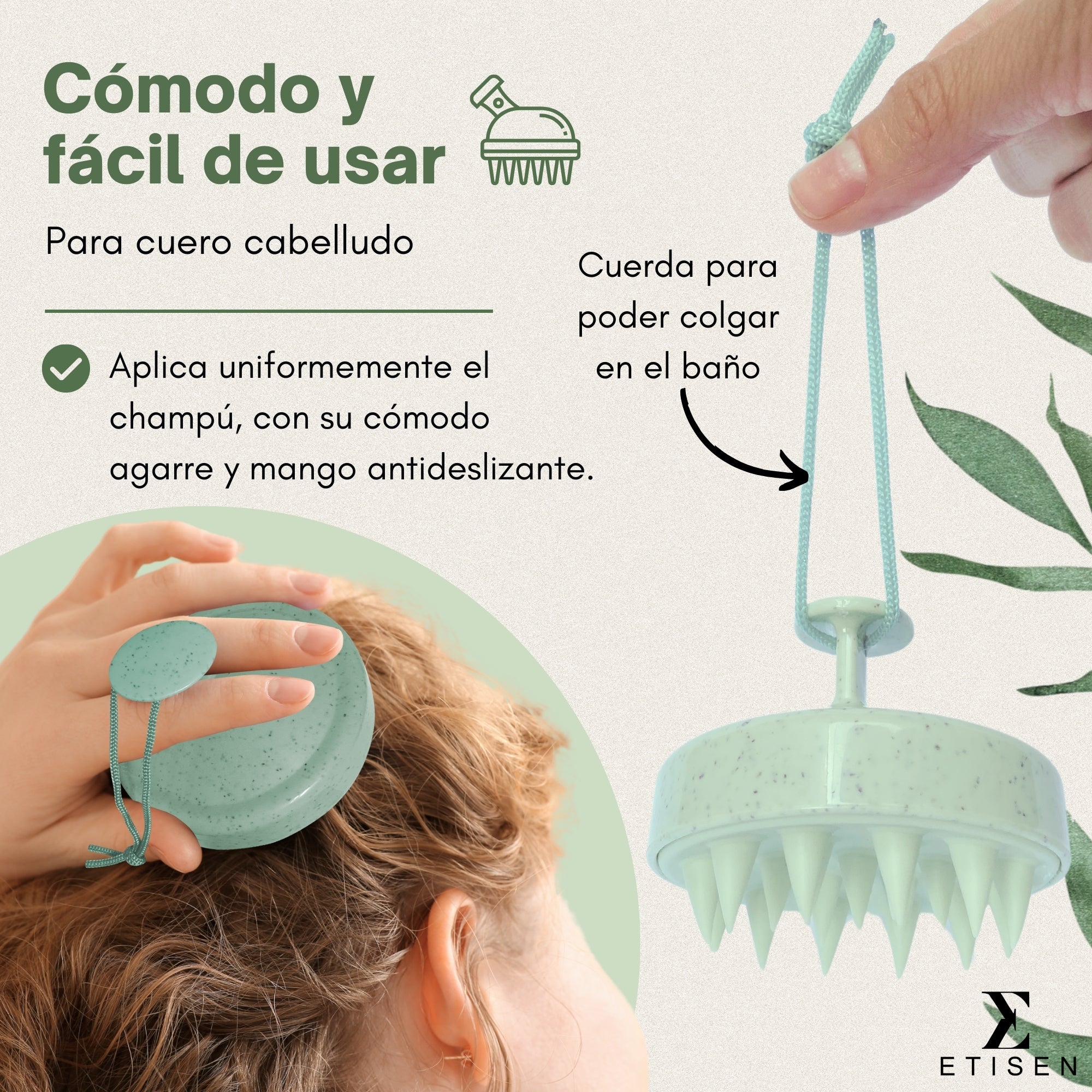 Cepillos masajeadores cuero cabelludo - verde