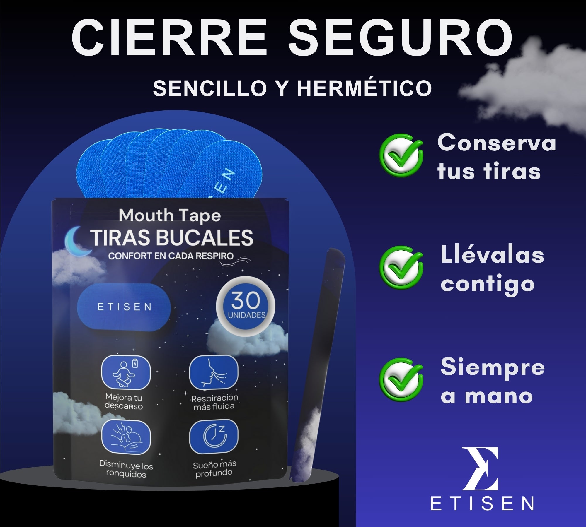 Tiras bucales para dormir - azul