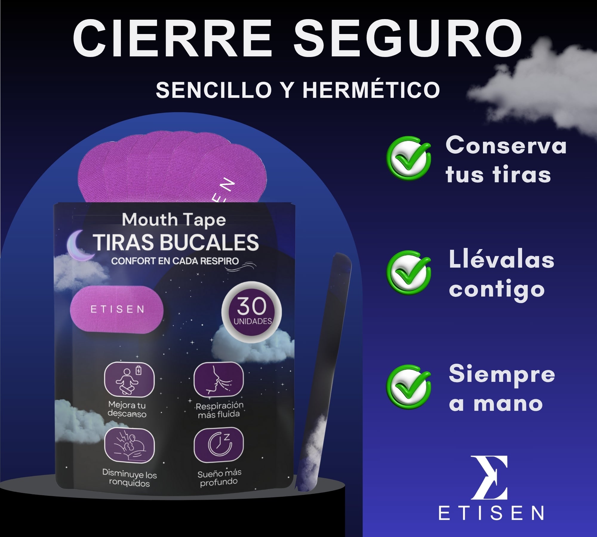 Tiras bucales para dormir - morado