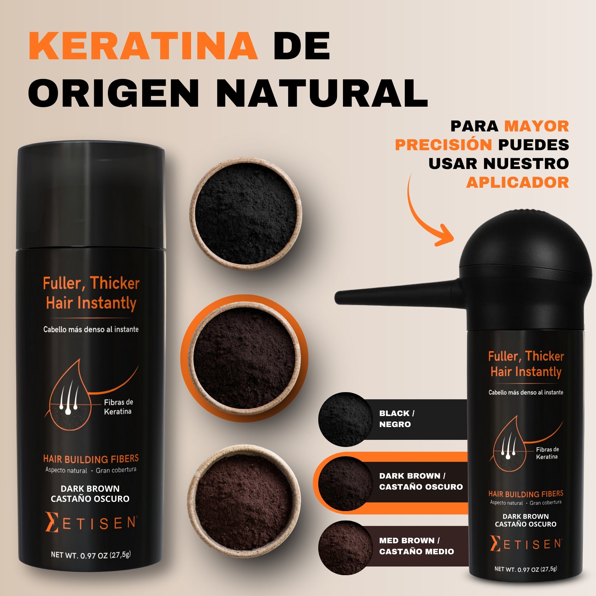 Fibras capilares - castaño oscuro