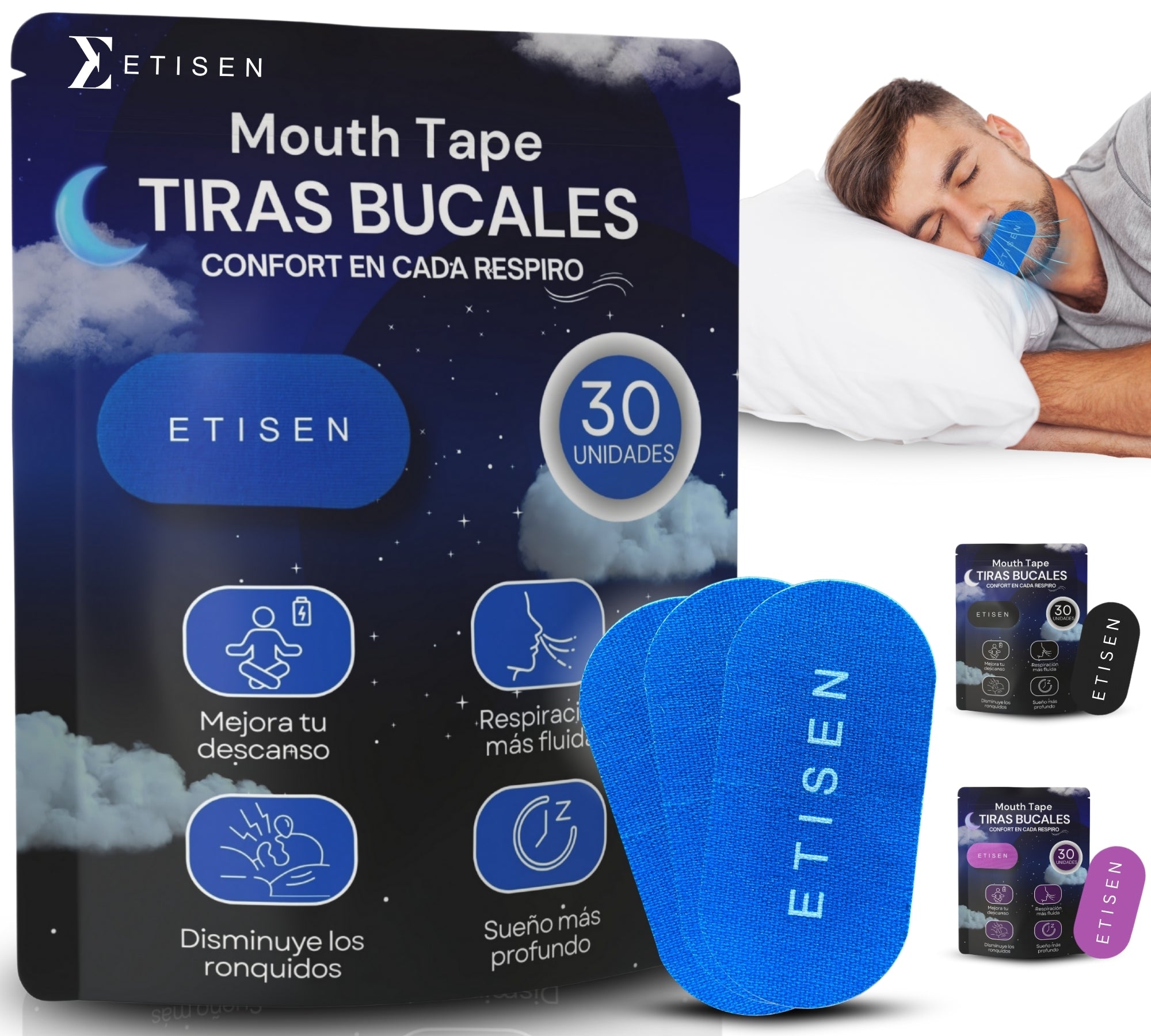 Tiras bucales para dormir - azul