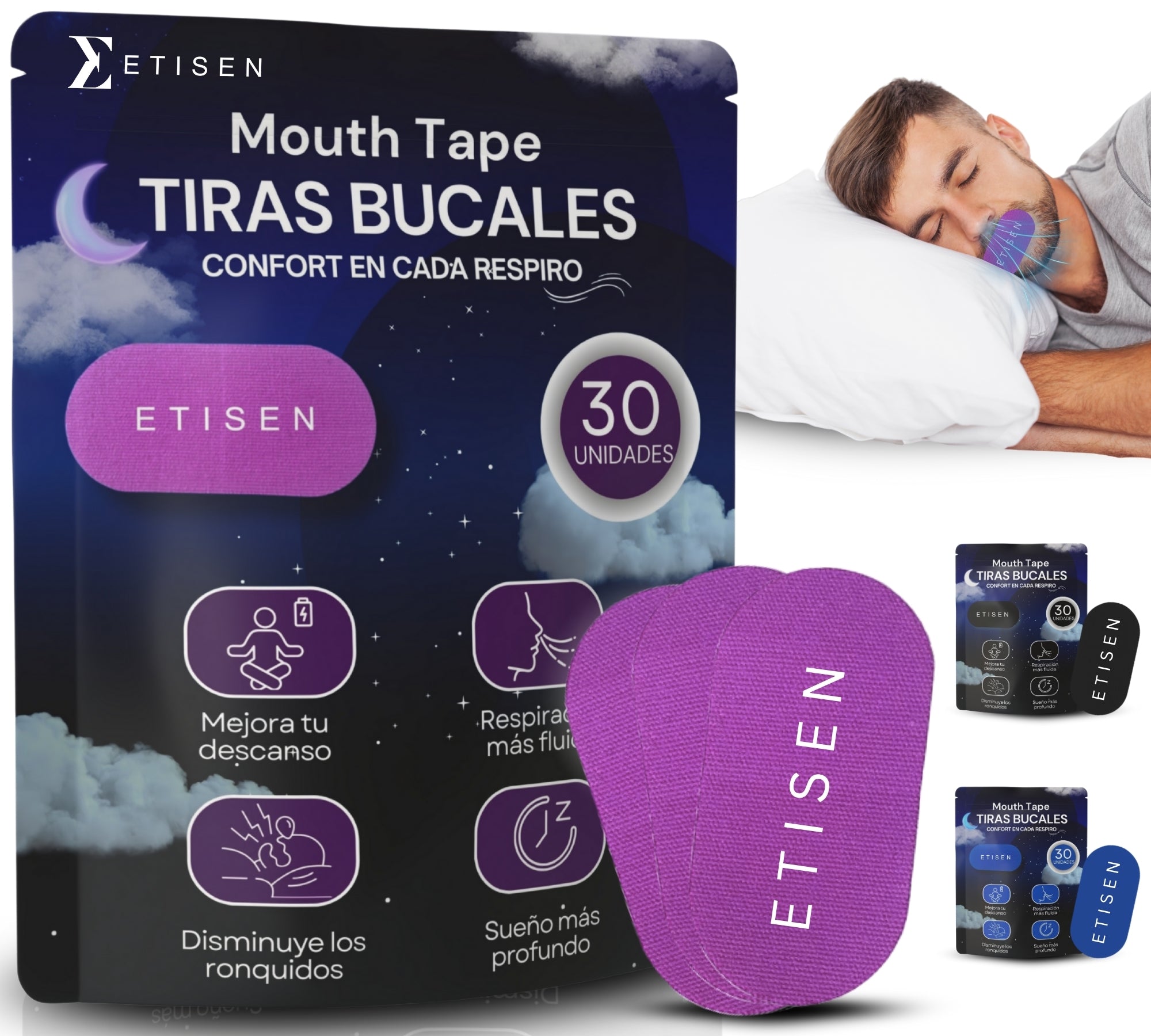 Tiras bucales para dormir - morado