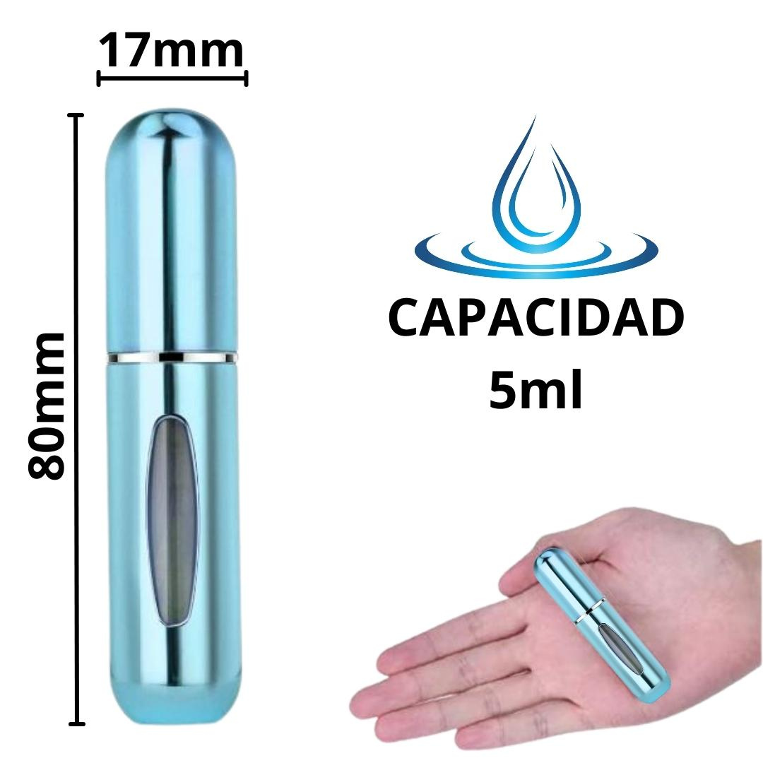 Atomizador perfume recargable - rosa, azul y bronce
