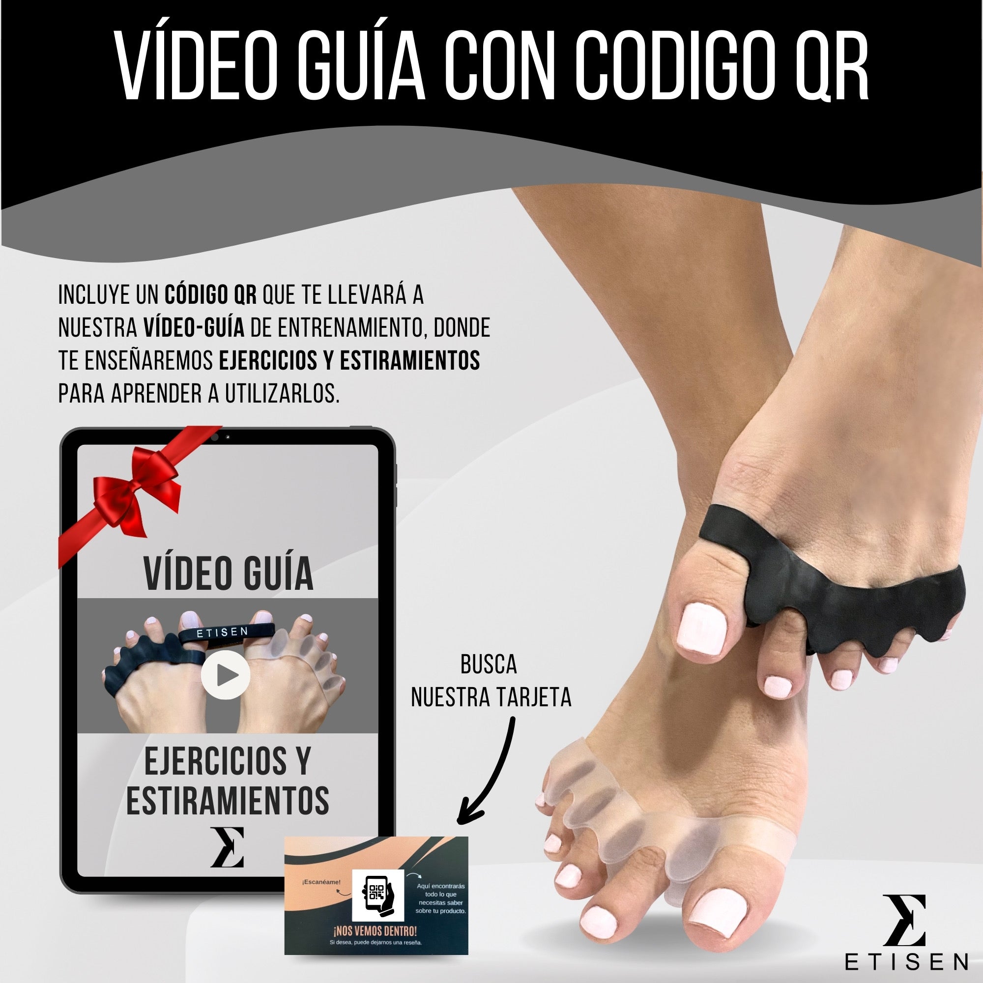 Separador de dedos - negro y transparente