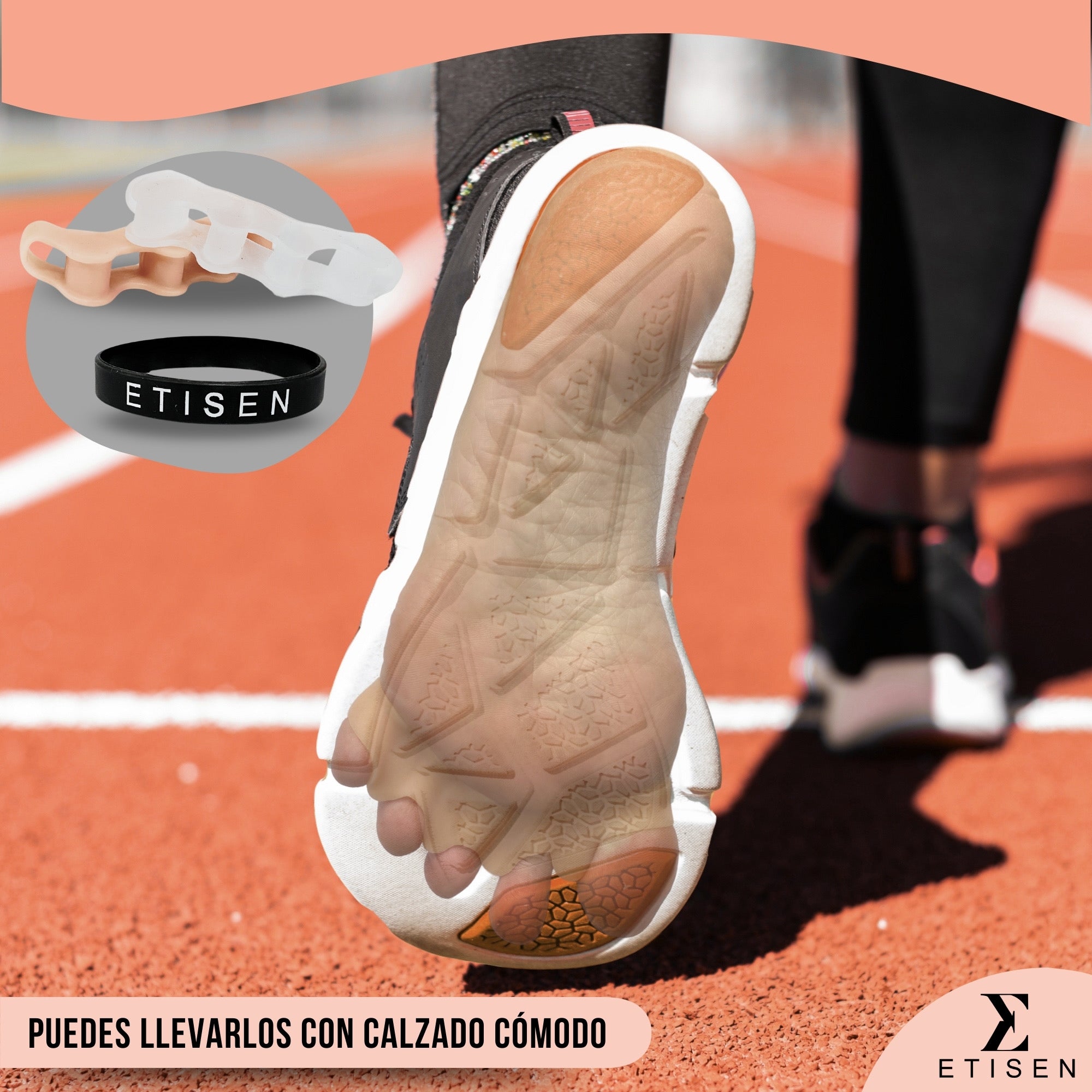 Separador de dedos - carne y transparente